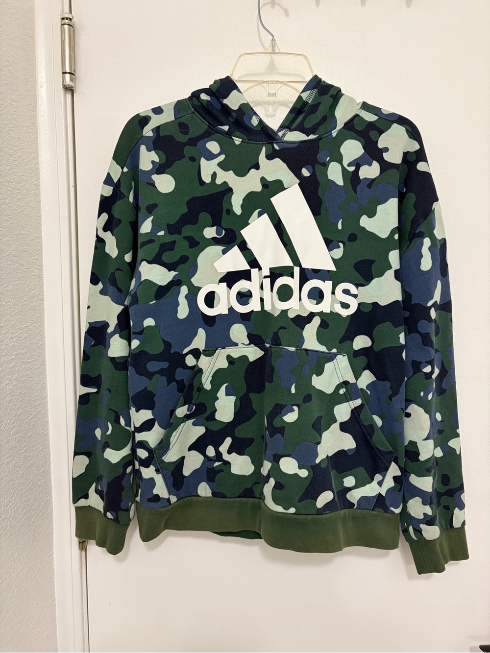adidas Green & Navy Camo Logo Crewneck Hoodie